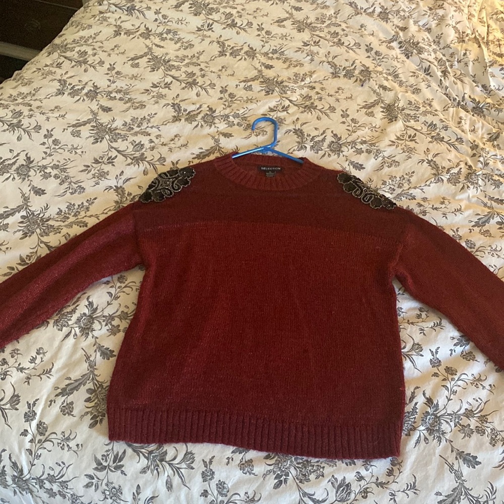 Women’s beaded size XL maroon sweater